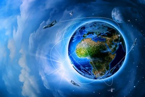 Space transportation and technologies in the future, abstract backgrounds Stock Illustration