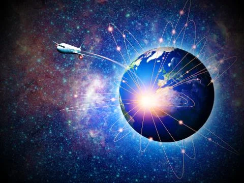 Space transportation and technologies in the future, abstract backgrounds Stock Illustration