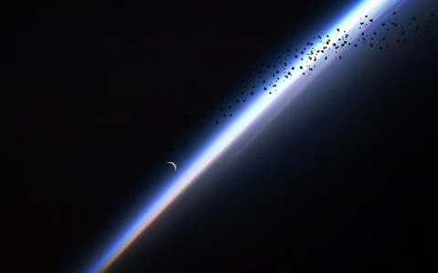 Space trash orbiting Earth Stock Photos