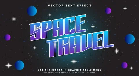 Space Travel editable text effect template Stock Illustration