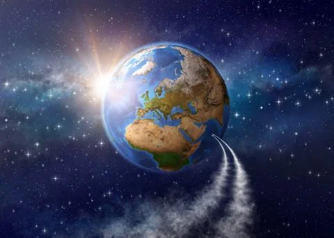 Space travel - Returning to Earth Stock Illustration