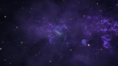 Space Travel Throug Blue and Purple Nebula Clouds and Star Clusters Dust Stock Footage