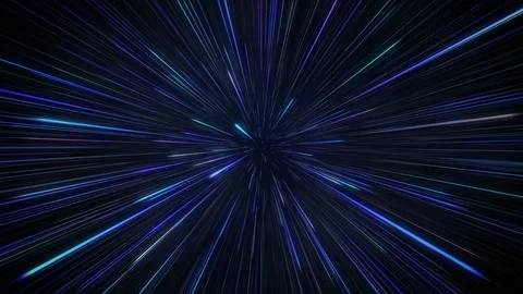 Space travelling with hyperspace jump in galaxy background Stock Footage