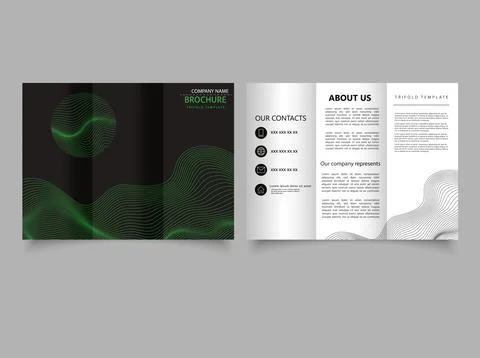 Space trifold brochure. Vector graphics for design. Stock Illustration