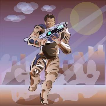 Space Trooper and soldier Comic Character Vector Illustration Stock Illustration