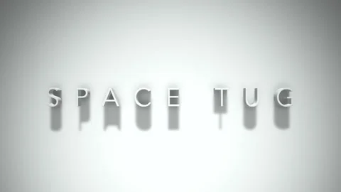 Space tug 3D title animation with shadows on a white background 스톡 동영상 296860514