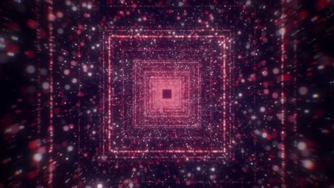 Space tunnel with square neon lines. Motion. Beautiful tunnel with bright Stock Footage 170899324