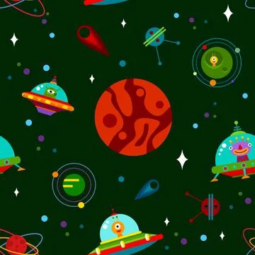 Space UFO pattern Stock Illustration