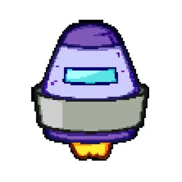 Space ufo ship pixel art vector illustration Stock Illustration