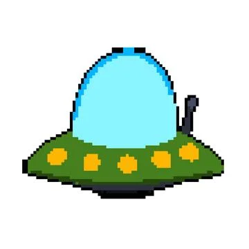 Space ufo ship pixel art vector illustration Stock Illustration