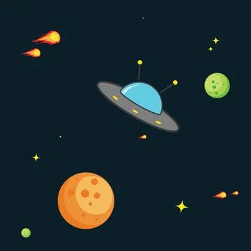 Space with ufo vector illustration  background Stock Illustration