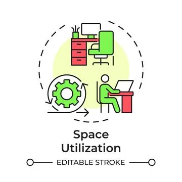 Space utilization flat linear concept icon Ilustración de archivo
