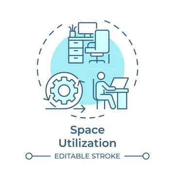 Space utilization monochrome blue concept icon Ilustración de archivo