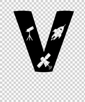 Space V Letter With Icons Ilustración de archivo