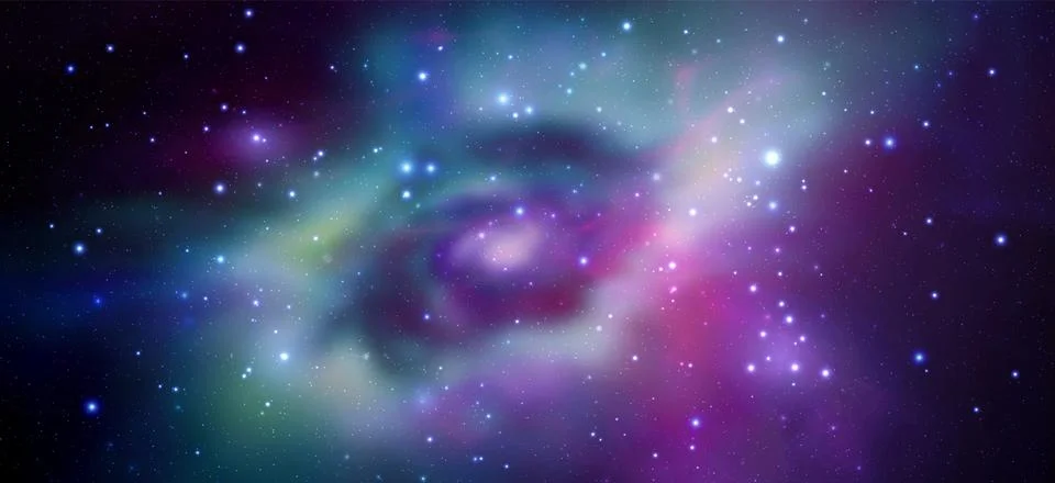 Space vector background with realistic nebula and shining stars Stock Illustration