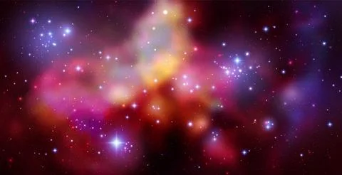 Space vector background with realistic nebula and shining stars. Magic colorful Stock Illustration