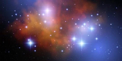 Space vector background with realistic nebula and shining stars. Magic colorful Stock Illustration