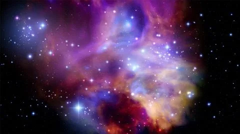 Space vector background with realistic nebula and shining stars. Magic colorful Stock Illustration