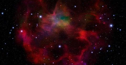 Space vector background with realistic nebula and shining stars. Magic colorful Illustrazione stock