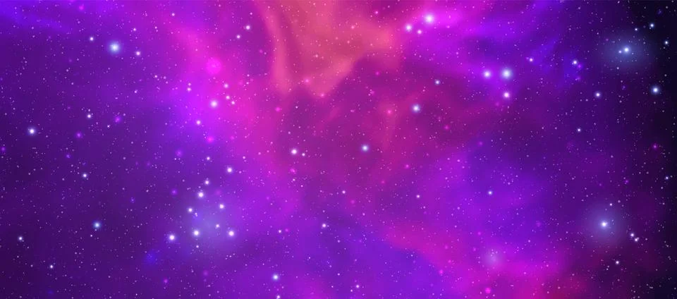 Space vector background with realistic nebula and shining stars. Magic colorful Illustrazione stock