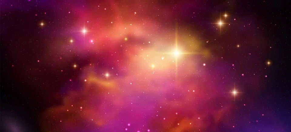 Space vector background with realistic nebula and shining stars. Magic colorful Stock Illustration