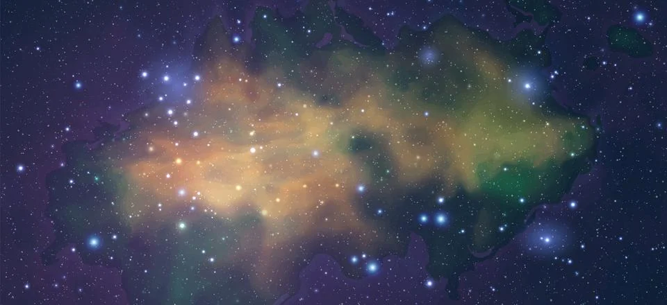 Space vector background with realistic nebula and shining stars. Magic colorful Illustrazione stock