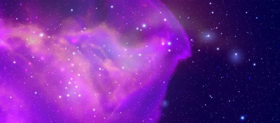 Space vector background with realistic nebula and shining stars. Magic colorful Illustrazione stock