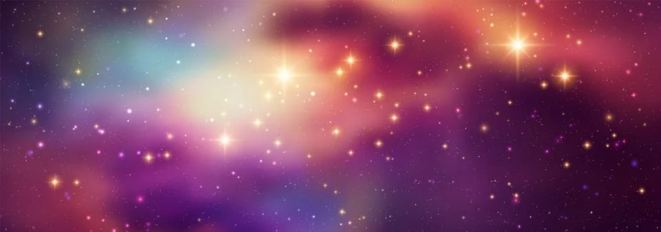 Space vector background with realistic nebula and shining stars. Magic colorful Stock Illustration