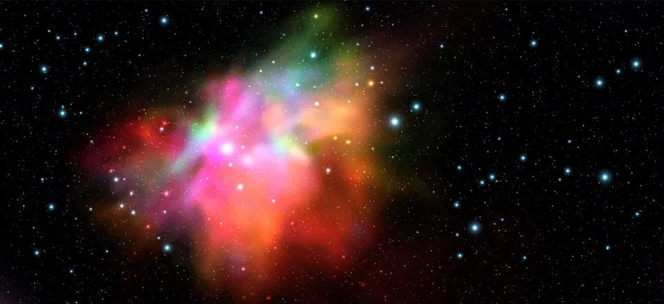 Space vector background with realistic nebula and shining stars. Magic colorful Stock Illustration