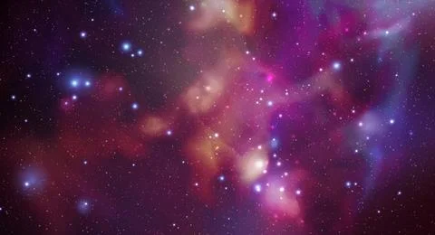 Space vector background with realistic nebula and shining stars. Magic colorful Stock-Illustration
