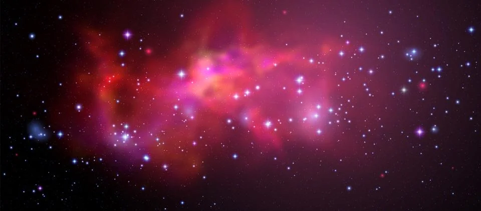 Space vector background with realistic nebula and shining stars. Magic colorful Stock Illustration