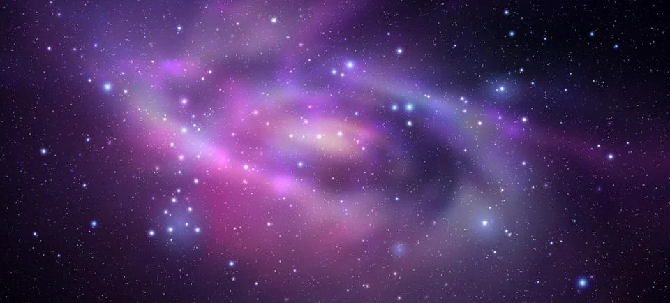 Space vector background with realistic nebula and shining stars. Magic colorful Stock Illustration