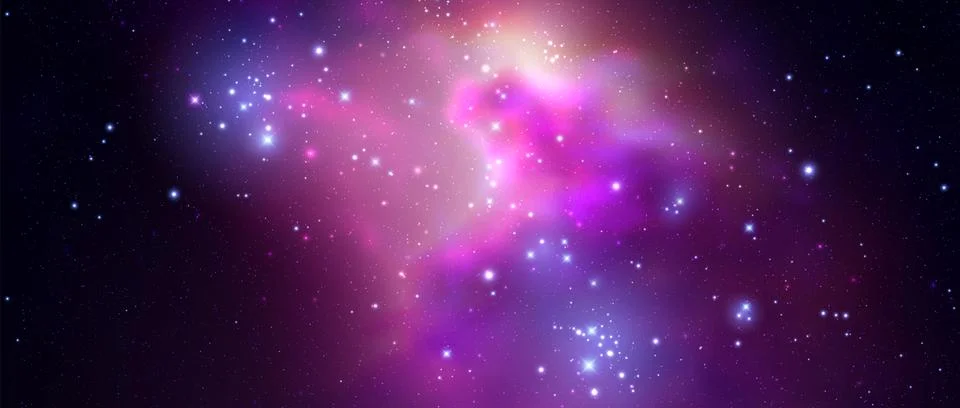 Space vector background with realistic nebula and shining stars. Magic colorful Illustrazione stock