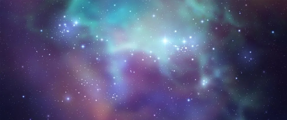 Space vector background with realistic nebula and shining stars. Magic colorful Stockillustratie