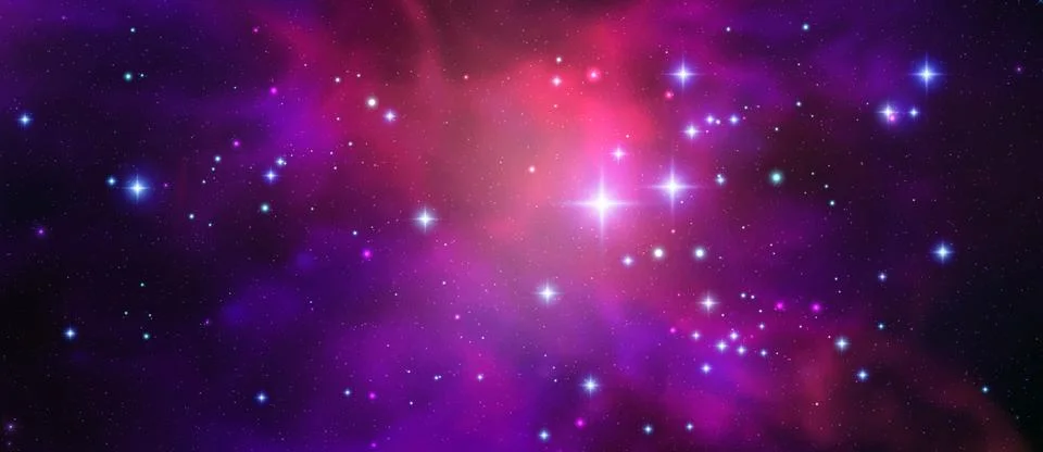 Space vector background with realistic nebula and shining stars. Magic colorful Ilustração Stock