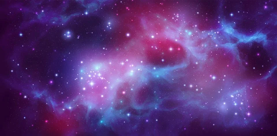Space vector background with realistic nebula and shining stars. Magic colorful Stock Illustration