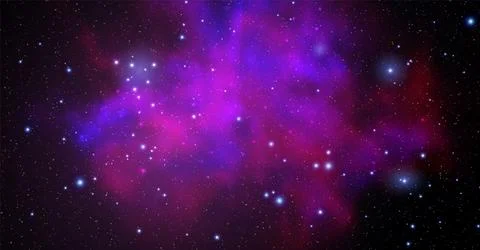 Space vector background with realistic nebula and shining stars. Magic colo.. Illustrazione stock
