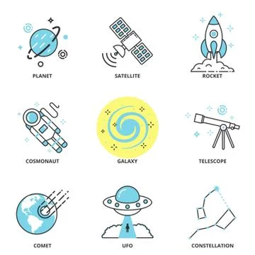 Space vector icons set Stock Illustration