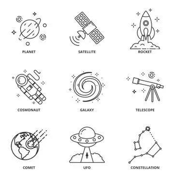 Space vector icons set Stock Illustration