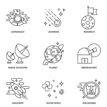 Space vector icons set Stock Illustration