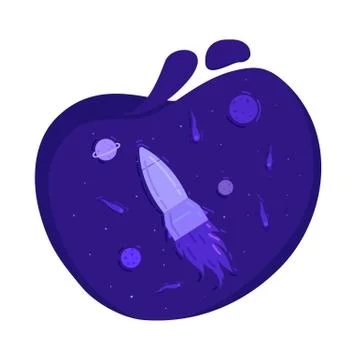 Space vector illustration with rocket, space, planets and stars. Stock Illustration