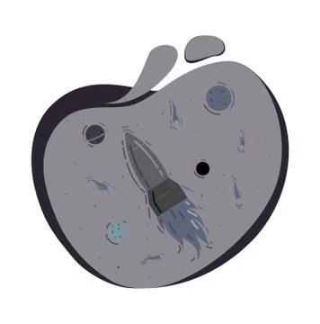 Space vector illustration with rocket, space, planets and stars. Illustrazione stock