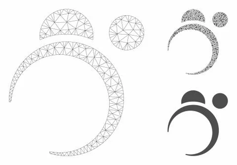 Space Vector Mesh 2D Model and Triangle Mosaic Icon 스톡 일러스트