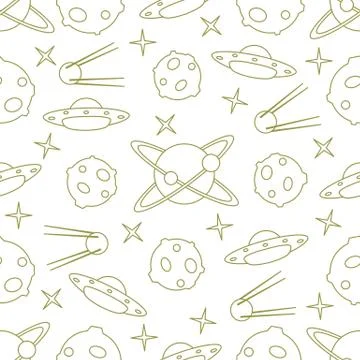 Space vector seamless pattern. Astronomy. Science 스톡 일러스트