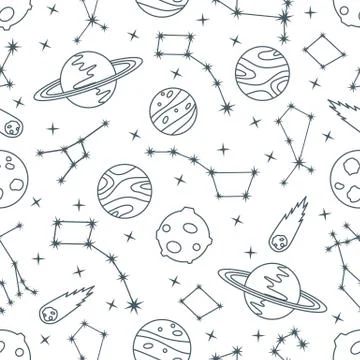 Space vector seamless pattern Astronomy Science Stock Illustration
