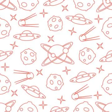 Space vector seamless pattern. Astronomy. Science Stock Illustration