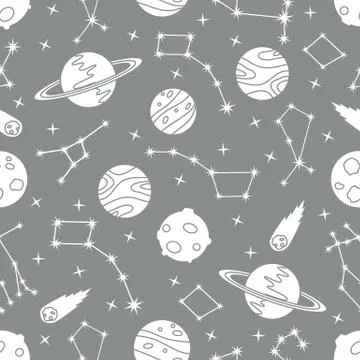 Space vector seamless pattern Astronomy Science イラスト素材