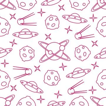 Space vector seamless pattern. Astronomy. Science Stock Illustration