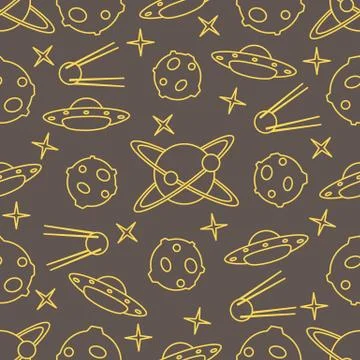 Space vector seamless pattern. Astronomy. Science Stock Illustration