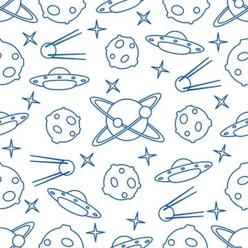 Space vector seamless pattern. Astronomy. Science Stock Illustration